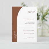 ミニマリスト テラコッタ ボヘミアンスタイル ウェディング RSVP カード (スタンド正面)