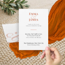 ミニマリスト テラコッタ 結婚式 招待状 | QRコード