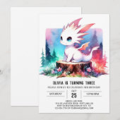 ミニマリスト テーマ ドラゴン 誕生日 招待状 (正面/裏面)