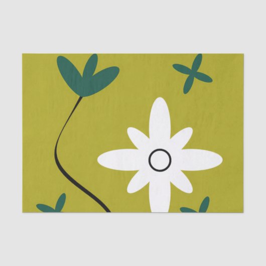 ミニマリスト デイジー フラワー 抽象的な植物画 薄葉紙 (正面)