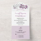 ミニマリスト・トップ・パープ縁どル・ベリー・リ結婚ーフズ オールインワン招待状 (内側)