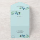 ミニマリスト・トップ・ブルー・縁どベリー・リーフ結婚ズ オールインワン招待状 (外側)
