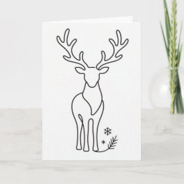 ミニマリスト・トナカイの連続線画 北欧🦌 カード