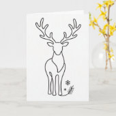 ミニマリスト・トナカイの連続線画 北欧🦌 カード (黄色い花)