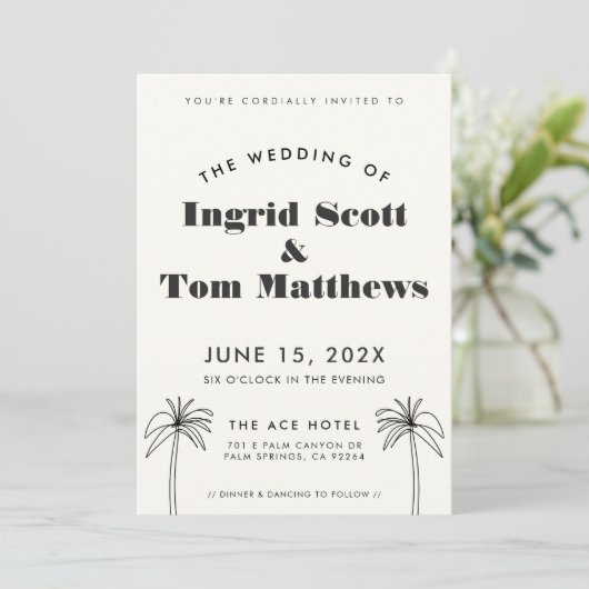 ミニマリスト・トロピックス結婚式招待状 招待状 (スタンド正面)