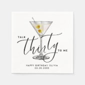 ミニマリスト「トークサーティトゥーミー」マーティニグラス 30th スタンダードカクテルナプキン (正面)