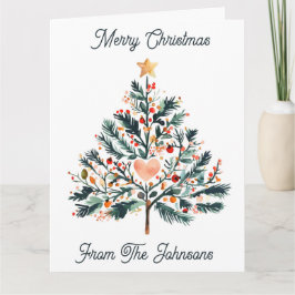 ミニマリスト・トールペイント風クリスマスツリー カード