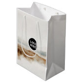 ミニマリスト ナチュラル ウォーターカラー アブストラクト パターン ミディアムペーパーバッグ (正面アングル)