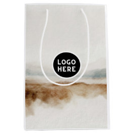 ミニマリスト ナチュラル ウォーターカラー アブストラクト パターン ミディアムペーパーバッグ