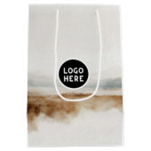 ミニマリスト ナチュラル ウォーターカラー アブストラクト パターン ミディアムペーパーバッグ (裏面)