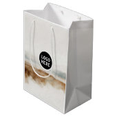 ミニマリスト ナチュラル ウォーターカラー アブストラクト パターン ミディアムペーパーバッグ (裏面アングル)