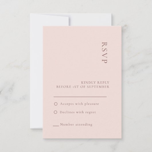 ミニマリスト ニュートラル ローズ ウェディング RSVP カード (正面)