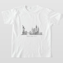 ミニマリスト ニューヨークシティ スカイライン ラインアート Tシャツ