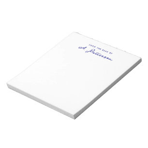 ミニマリスト ネイビーブルーの手書き風名前入りメモ帳 ノートパッド