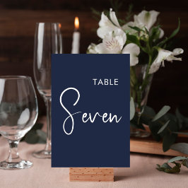 ミニマリスト ネイビーブルー エレガントなテーブルナンバーサイン テーブルナンバー