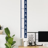 ミニマリスト ネイビー ナウティカル キッズ 成長チャート ID836 ポスター (ホームオフィス)