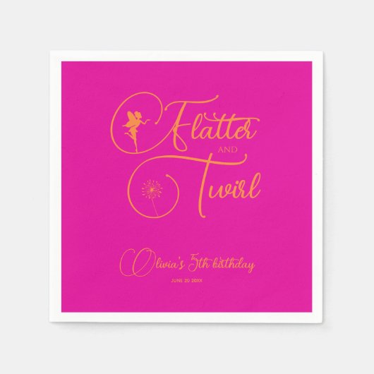 ミニマリスト ネオン ピンク シンプル ガール フェアリー 誕生日 スタンダードカクテルナプキン (正面)
