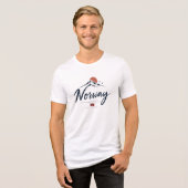 ミニマリスト ノルウェー 国旗 山 トライブレンドTシャツ (正面全面)