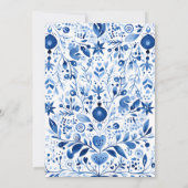 ミニマリスト ハイッゲ ブルー クリスマス ホワイト エレファント 招待状 (裏面)