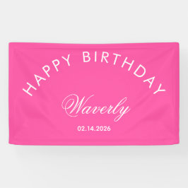 ミニマリスト ハッピー バースデー ホット ピンク 横断幕
