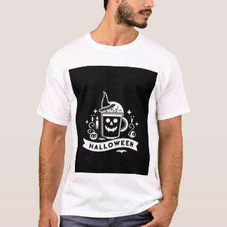 ミニマリスト ハロウィン ドクロ コーヒーマグ エンブレム グラフィック Tシャツ