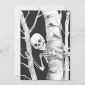 ミニマリスト ハロウィン 幽霊の笑顔のスケルトン 招待状 (裏面)