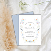 ミニマリスト バタフライ ワイルドフラワー リース ベビーシャワー 招待状