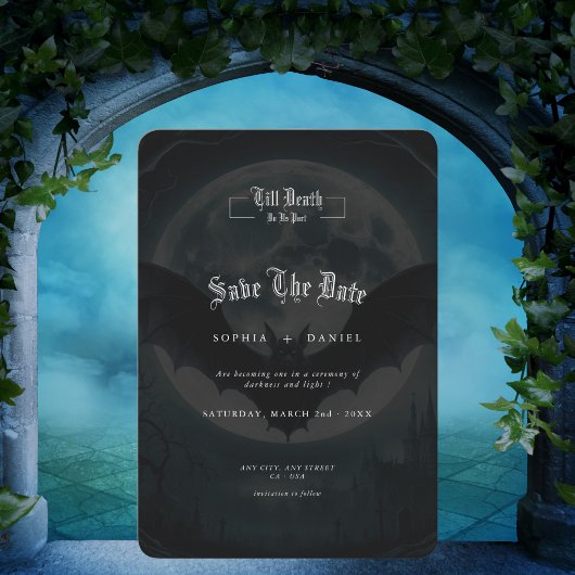 ミニマリスト バット ゴシック ウェディング セーブザデート