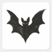 ミニマリスト バット - 墨筆のハロウィン クリーチャー オン スクエアシール (正面)