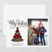 ミニマリスト バッファロープリント & レパード ツリー フォト シーズンカード (正面/裏面)