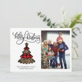 ミニマリスト バッファロープリント & レパード ツリー フォト シーズンカード (スタンド正面)