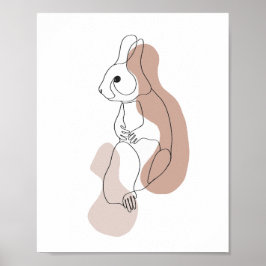 ミニマリスト・バニー・ラインアートイラスト ポスター
