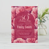 ミニマリスト バラ 花 50歳の誕生日 招待状 (スタンド正面)