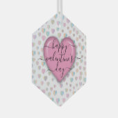 ミニマリスト バレンタインデーおめでとう ガラスオーナメント (正面右)
