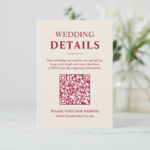 ミニマリスト・バーガンディー結婚式詳細同封カード