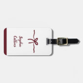 ミニマリスト バーガンディ ブライドメイド ネーム ボウ トラベル ラゲッジタグ (正面横)