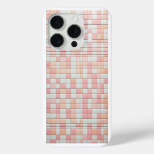 ミニマリスト パステルピンク & ピーチ モザイク スマホケース iPhone 15 PROケース