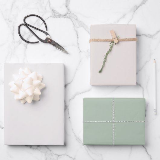 ミニマリスト パステル ソリッド カラー セージ グリーン テーマ ラッピングペーパーシート (正面)