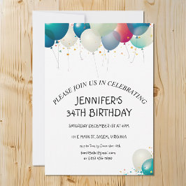 ミニマリスト パステル バルーン 誕生日パーティー 招待状