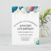 ミニマリスト パステル バルーン 誕生日パーティー 招待状 (スタンド正面)