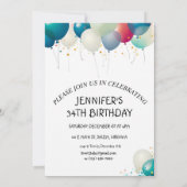 ミニマリスト パステル バルーン 誕生日パーティー 招待状 (裏面)