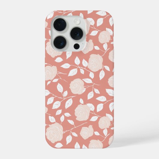ミニマリスト パステル ローズ 白い花柄 iPhoneケース (裏面)