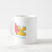ミニマリスト パズル カップル 可愛い ピンク イエロー コーヒーマグカップ (正面左)