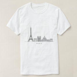 ミニマリスト パリ スカイライン ラインアート Tシャツ