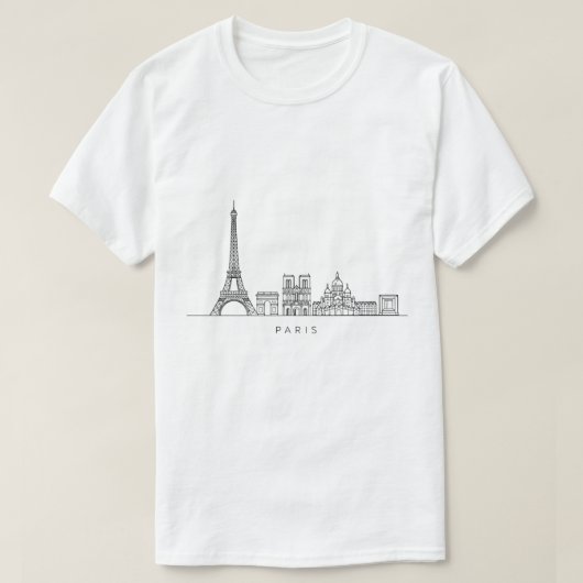 ミニマリスト パリ スカイライン ラインアート Tシャツ (デザイン正面)
