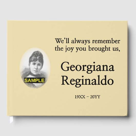 ミニマリスト&パーソナライズされた葬儀ゲストブック ゲストブック (正面)