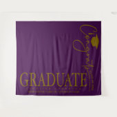 ミニマリスト パープル&ゴールド おめでとう 卒業生 タペストリー (正面(横))