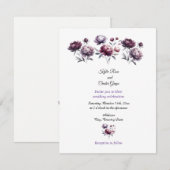 ミニマリスト パープル ピオニー ウェディング 招待状 (正面/裏面)