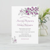 ミニマリスト パープル ベリー リーフ ウェディング 招待状 (スタンド正面)