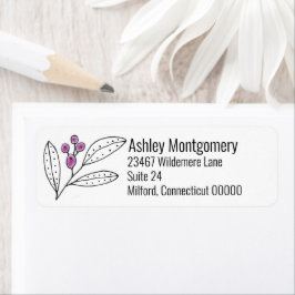 ミニマリスト パープル ベリー リーフ パーソナライズド ラベル